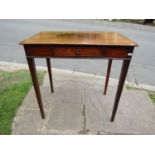 A Georgian mahogany side table enclosing a small frieze drawer on square tapered legs, 73cm wide