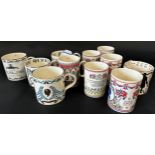 A collection of Wedgewood Jasperware tankards showing Royal residences (6) together with a further