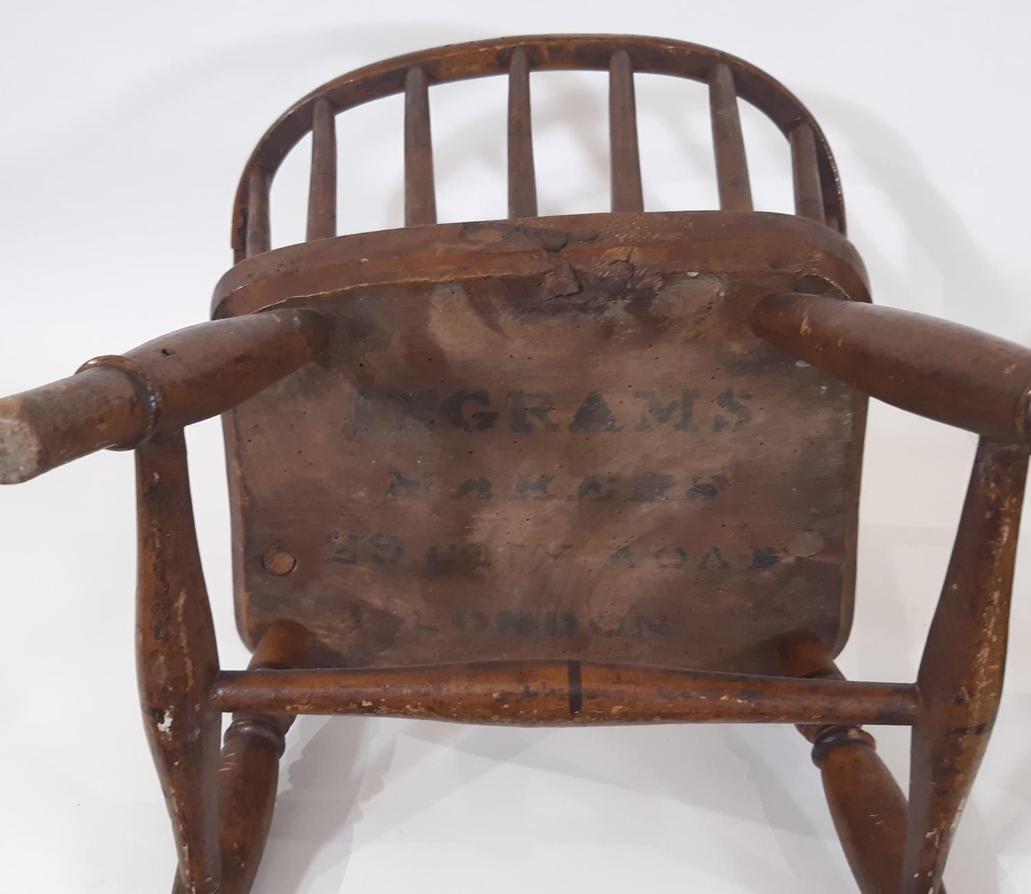 An early 19th century child's chair made by Ingrams of London height 45cm together with a vintage - Image 2 of 3