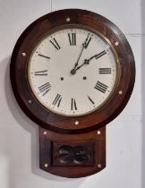 A Victorian rosewood drop dial wall clock with eight day striking movement