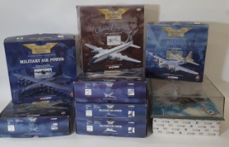 Seven boxed model aircraft from Corgi Aviation Archive Military Power and Classic Propliners ranges,