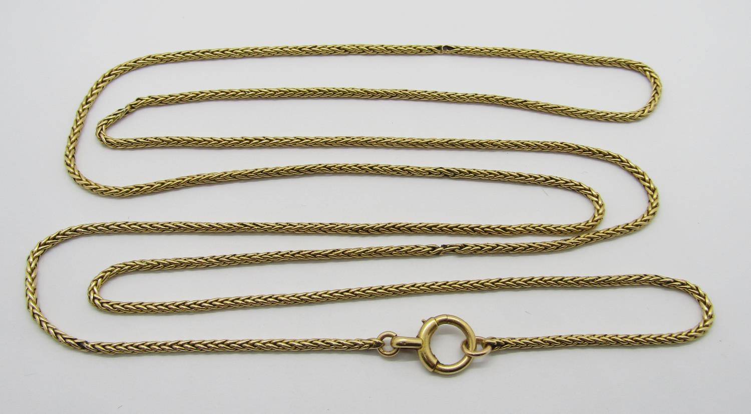 Yellow metal foxtail long guard chain, length 114cm L approx, 36.5g - Bild 3 aus 3