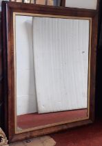 A Victorian rosewood cushion moulded mirror with gilded slip, 105cm x 85cm