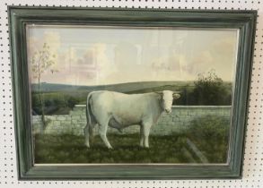 James Lynch (b.1956) - 'Charolais Bull' (1983), watercolour on paper, signed and dated lower right