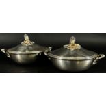 A pair of good quality Christofle silver plated tureens with blossoming flowers to the lids and