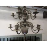 A good quality 19th century brass chandelier probably Dutch on two tiers, with eleven branches, 75cm