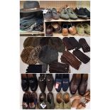 Men's hats, gloves and shoes comprising an Orvis felt trilby hat XL (as new with tags), 6 tweed flat