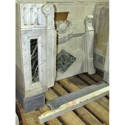 A 19th century white and veined marble console table with acanthus and other detail, with shaped - Image 3 of 4