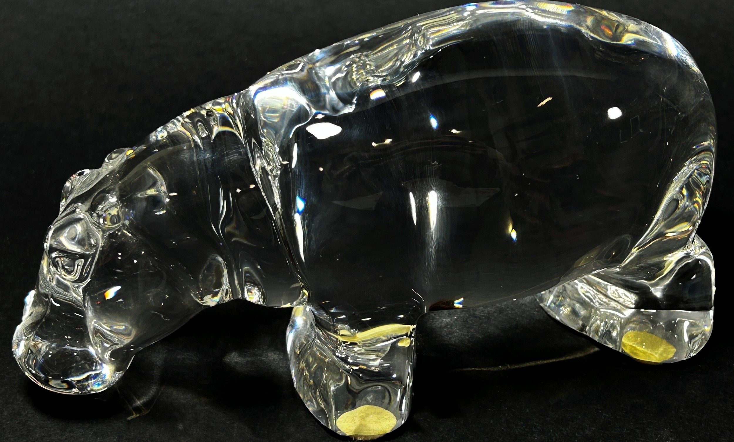 A Baccarat Crystal Glass Hippopotamus, stamp to the base, 15cm wide, a Limoges Porcelain pill box - Image 6 of 6