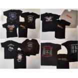 10 vintage T shirts / sweatshirts featuring the bands Motor Head, Hawkwind and Judas Priest