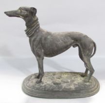 A cast metal Greyhound after the 19th century original by Mene (Pierre Jules), stamped twice to