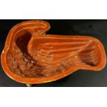 19th century pottery pie mould in the form of a Duck with glazed finish