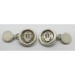 Pair of Irish silver lyre cufflinks, maker 'MJD', Dublin 1996
