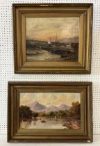 Two late 19th/early 20th century paintings, to include: T. Byers - Loch scene with boats on the