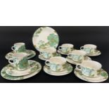 A Spode "Provence" pattern coffee set for six in green and white colourway, a further collection