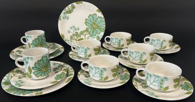 A Spode "Provence" pattern coffee set for six in green and white colourway, a further collection