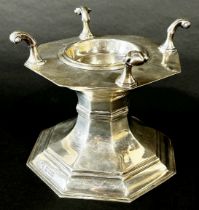 A silver octagonal salt cellar made as a gift from the Skinner Company for the coronation of