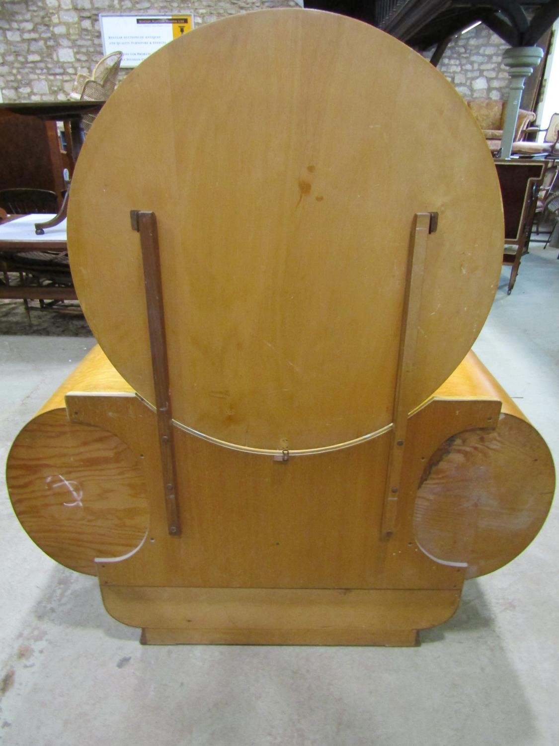 A high Art Deco dressing table, the circular mirror plate within an arrangement of six drawers in - Image 5 of 5