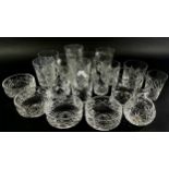 A mixed selection of cut glass including red wine glasses, white wine, brandy balloons, tumblers,