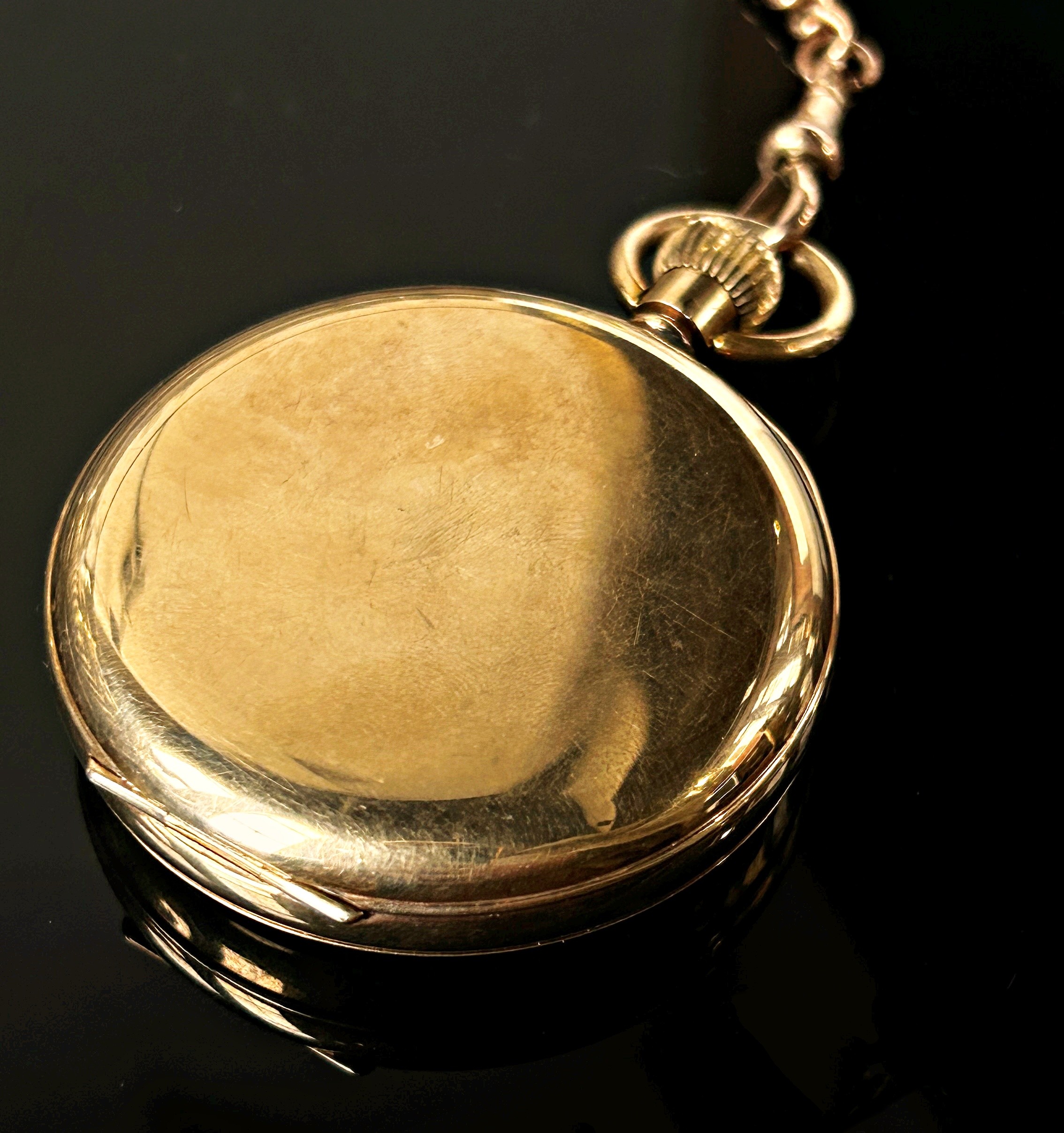 J.W Benson, London: A 9ct yellow gold cased fob watch, the white enamelled dial with black Roman - Image 8 of 8
