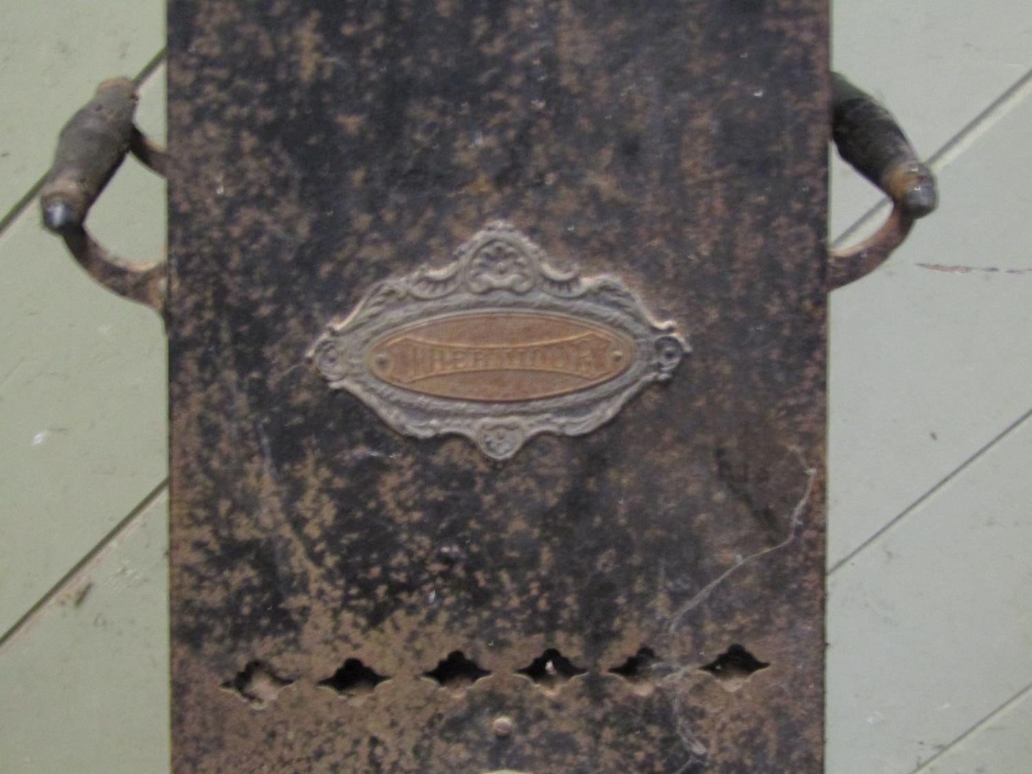 A late 19th century French Thermoidore room heater in square tapering cast iron and steel frame, - Image 2 of 2