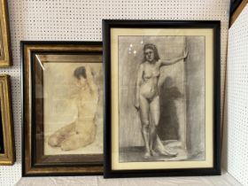 A framed drawing and print, to include: Malcolm (British, Late 20th Century) - Study of a female