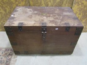 A hardwood travelling box with steel banded borders, the brass plate - Octavia 1899