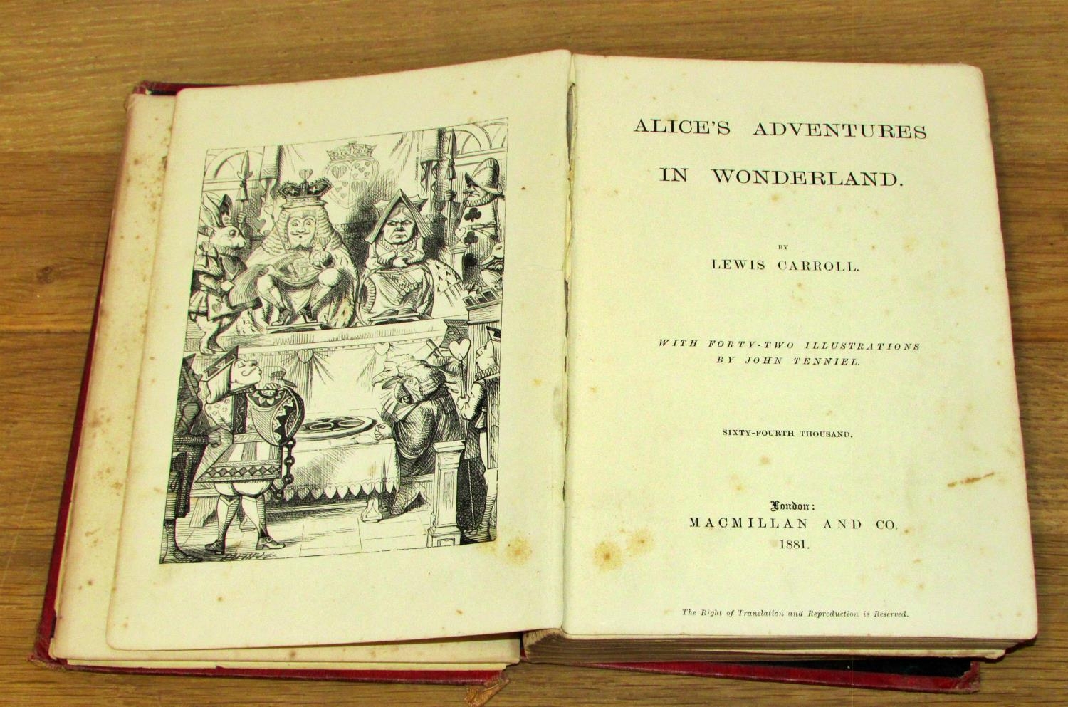 Two editions of Lewis Carroll's Alice's Adventures in Wonderland - the first (rare) 1881, - Image 2 of 5