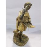 A gilded bronze Moor Merchant match stick holder, 17cm high. (Gold worn in places).