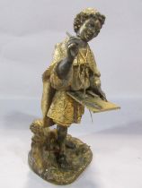 A gilded bronze Moor Merchant match stick holder, 17cm high. (Gold worn in places).