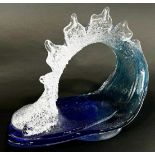 A Teign Valley Glass Crest Wave handmade sculpture 30cm x 25cm.