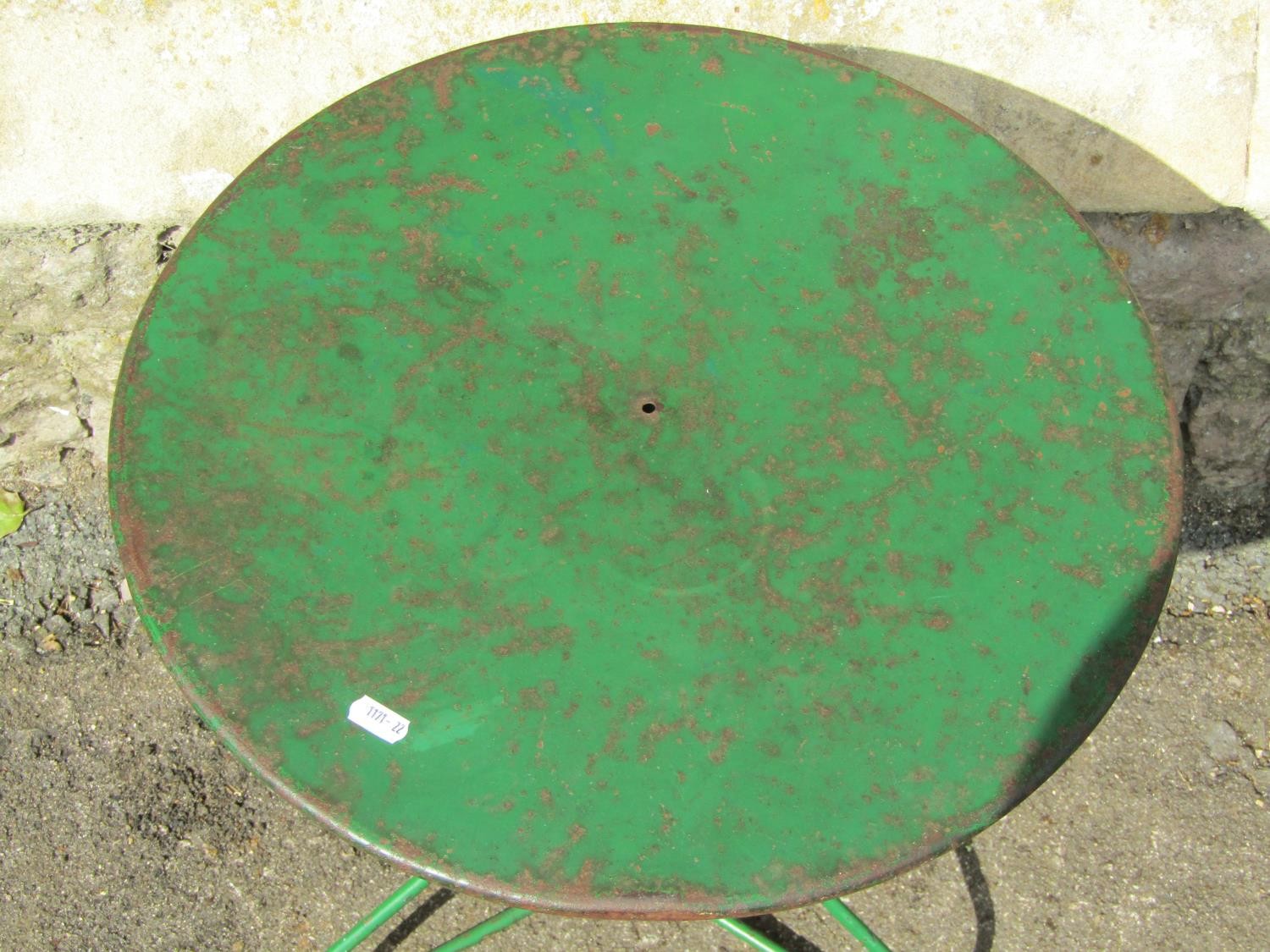An unusually small French cafe table with top circular top on tripod base 47cm diameter x 55cm - Image 2 of 3