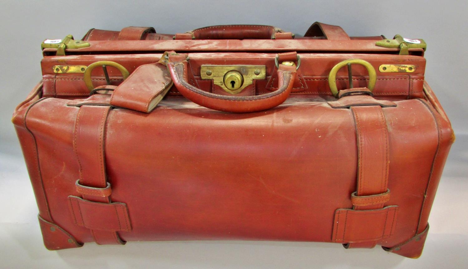A Vintage Swain Adeney brown leather Gladstone bag, with decent stitching and fastenings