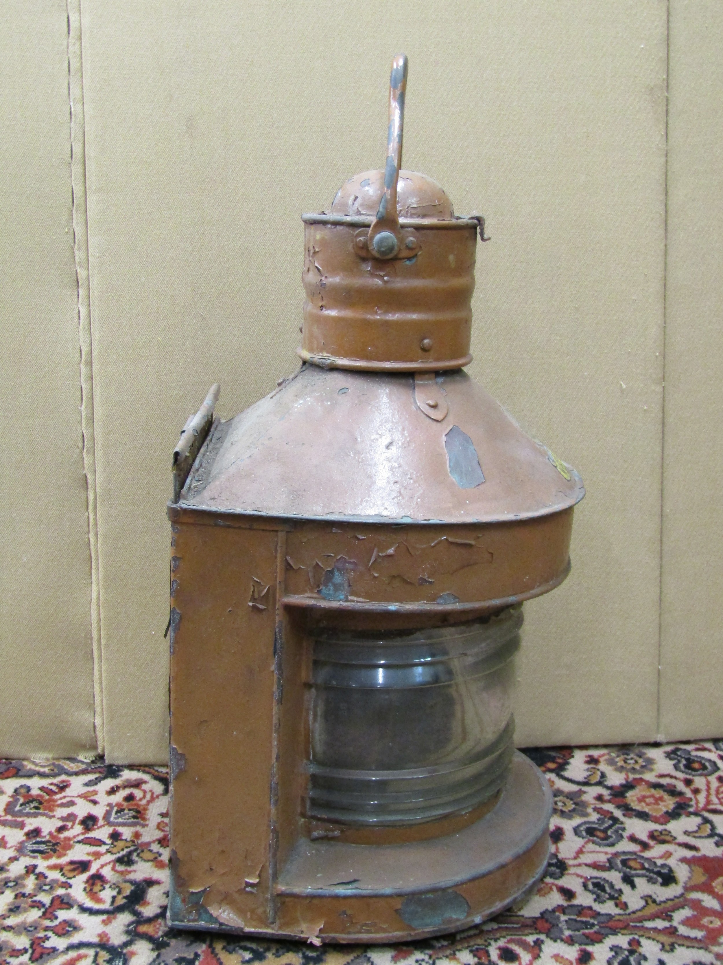 A copper mast head nautical lantern manufactured by Buyers Regency Quay Aberdeen ,with original - Image 2 of 6