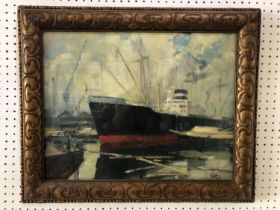 Aubrey Sykes (1910-1995) - 'Surrey Docks', oil on canvas, signed lower right, inscribed to label