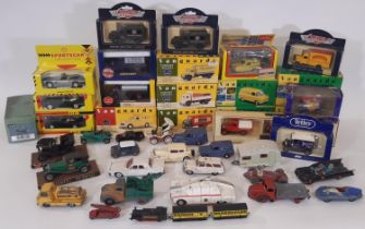 A collection of playworn, unboxed model vehicles including Dinky, Captain Scarlett Maximum