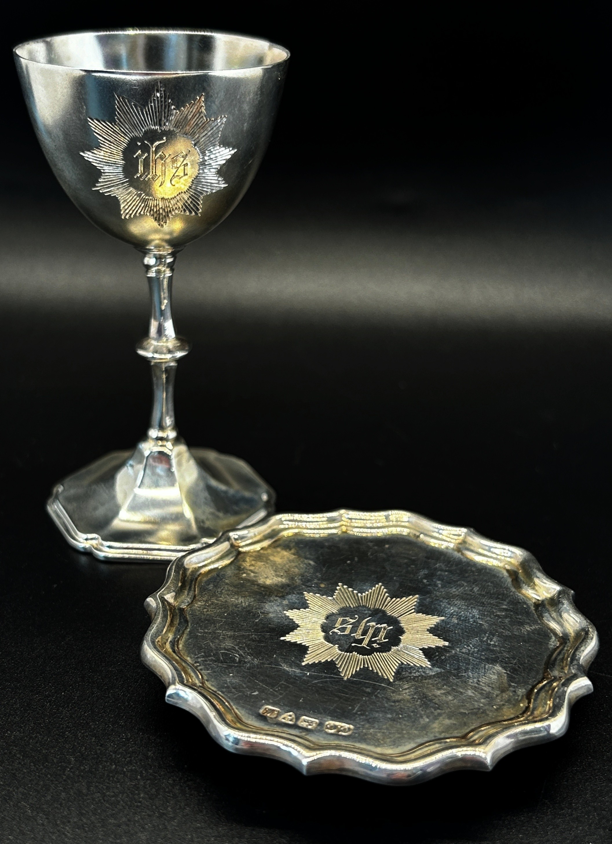 A military chaplains silver travelling communion set of a small tray and chalice, Chester 1912, - Bild 6 aus 9