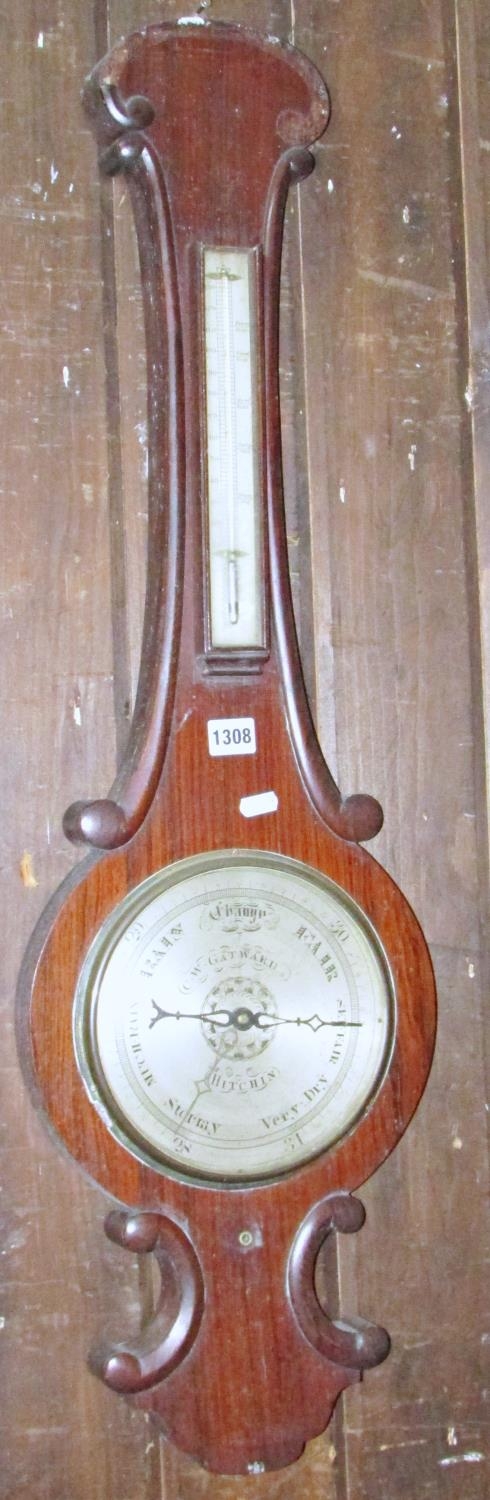 A 19th century rosewood wheel barometer, C. W. Gatwood of Hitchen