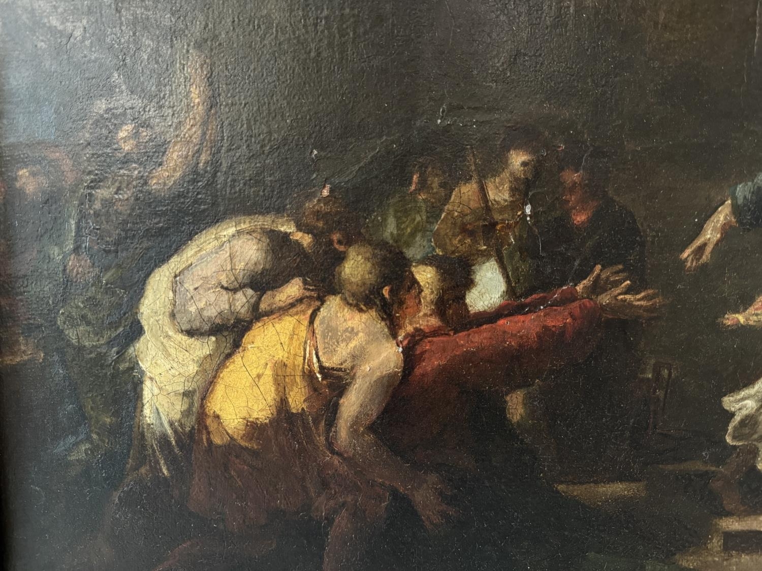 Continental School, 19th Century - Biblical Scene, unsigned, oil on canvas, 37 x 46 cm, in carved - Image 4 of 5