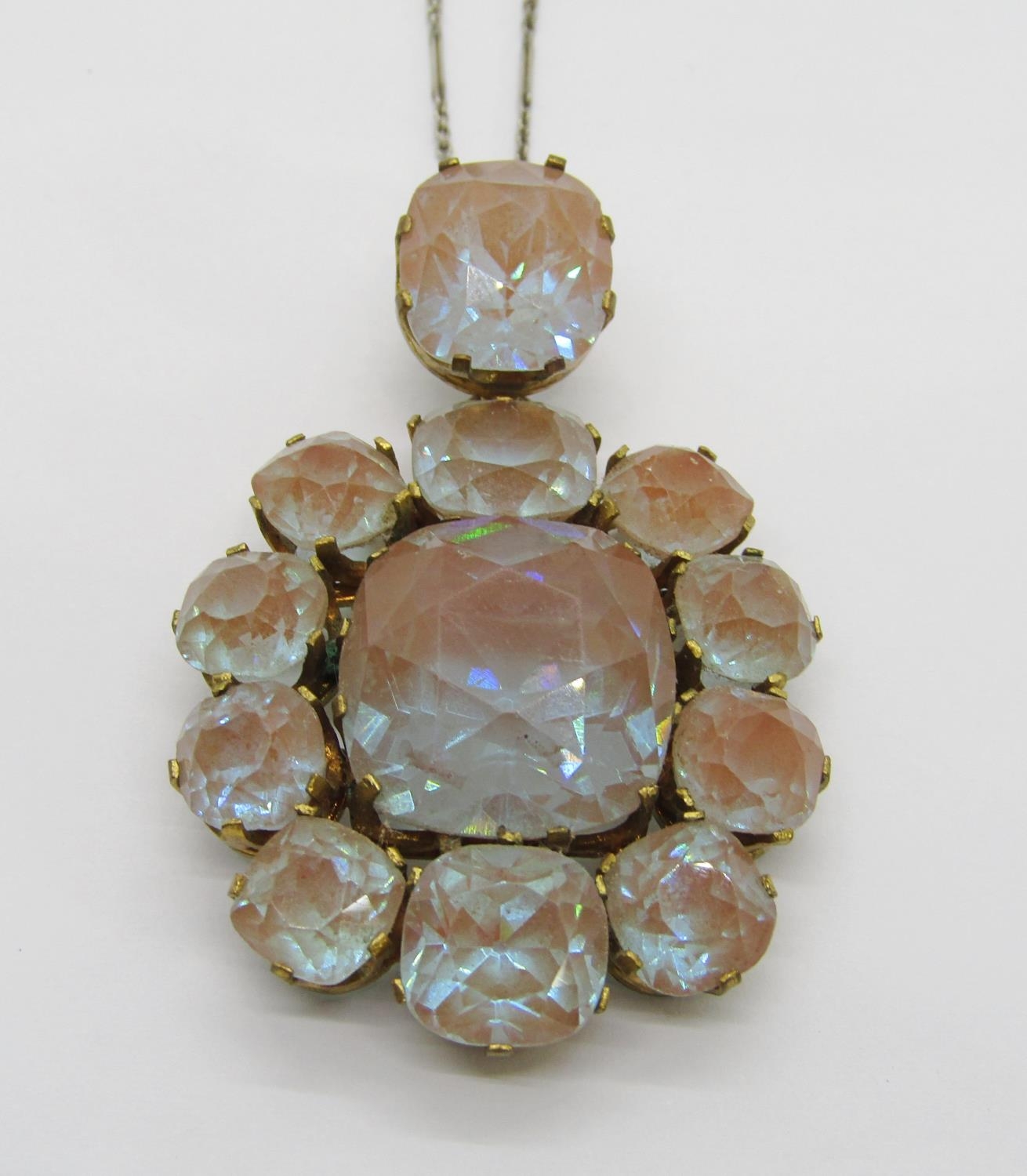 Antique saphiret cluster pendant on associated silver chain necklace, together with a vintage 9ct - Image 2 of 7