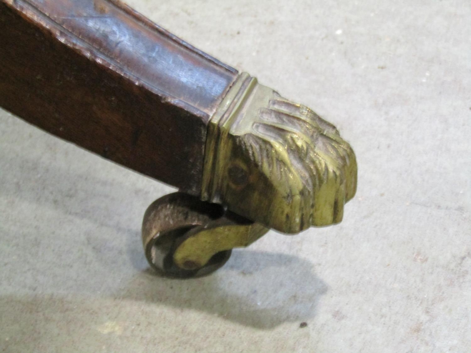 A Regency style drum table in mahogany, with alternating real and dummy drawers on turned support - Image 7 of 8