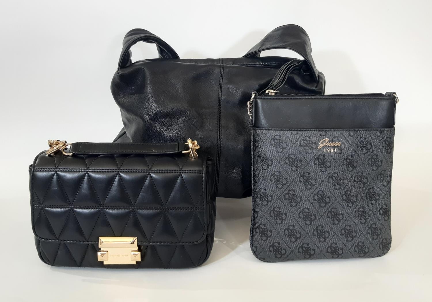 3 designer ladies hand bags comprising a small crossbody bag by Michael Kors in quilted black