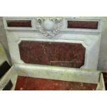 A 19th century sectional Sienna and rouge marble console table with applied panels, armorial