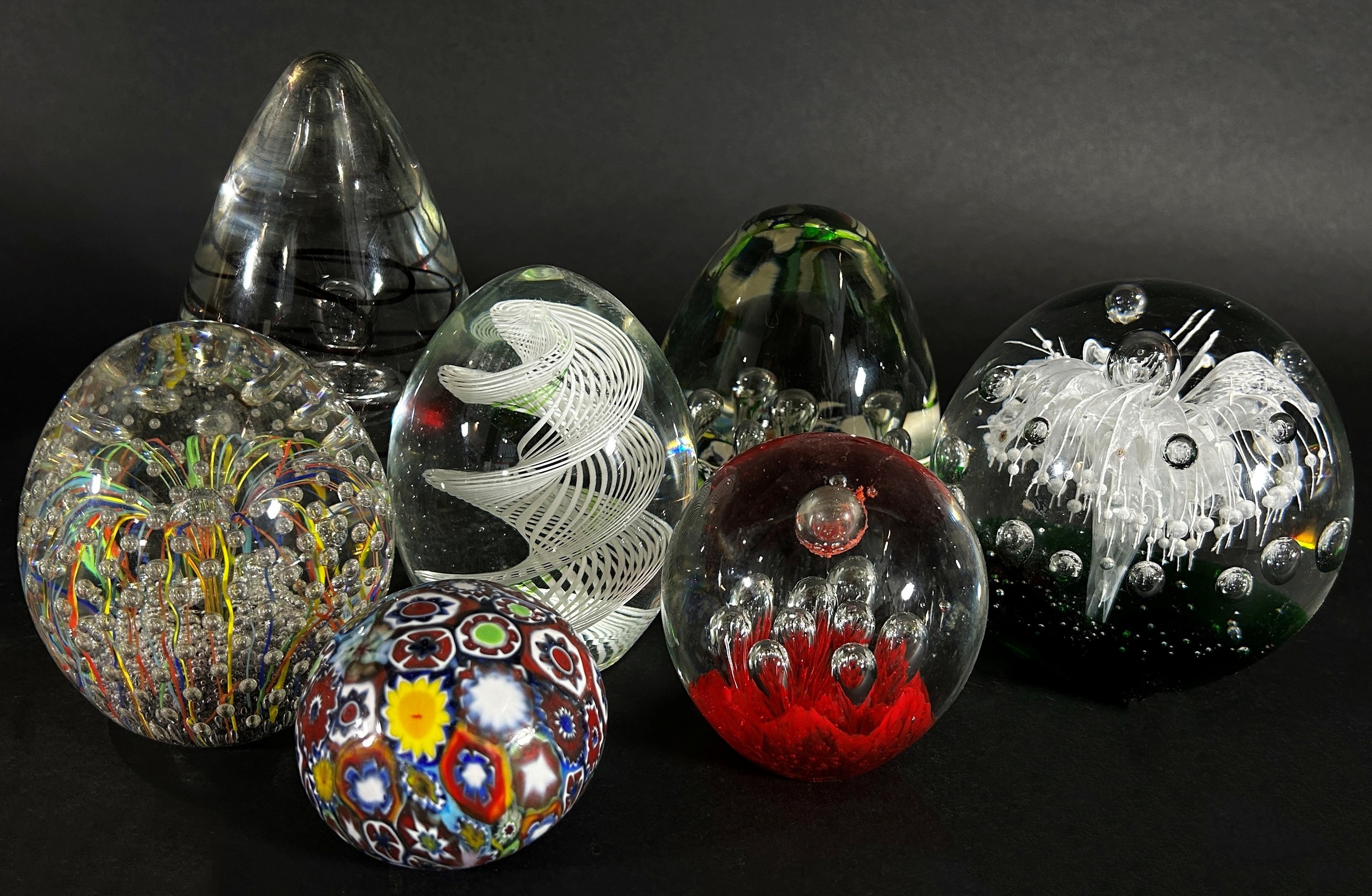 A collection of 19th, 20th century, glass paperweights mainly of clear glass design, bubbles and - Image 2 of 2