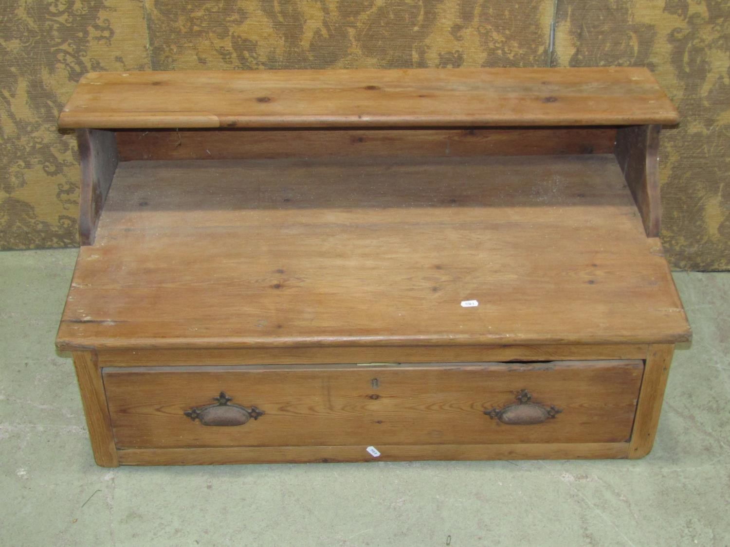 A vintage pine counter top enclosing a drawer with painted script 'Hovis Ltd' (Humphries & - Image 2 of 3
