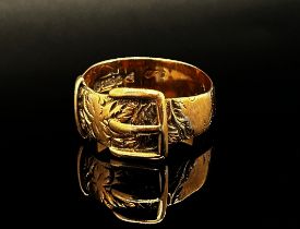 Antique 9ct buckle ring, Chester 1911, size P, 3.4g