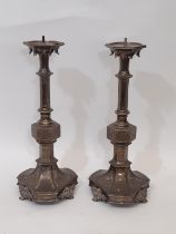 A large pair of heavy good quality 19th century continental ecclesiastical silver plated candle