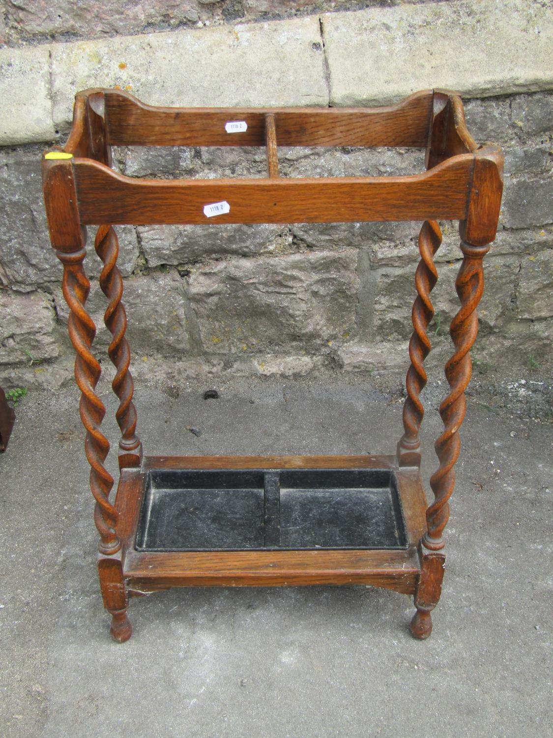 An early 20th century oak students bureau with strap hinges, the raised back with pierced detail - Image 5 of 5