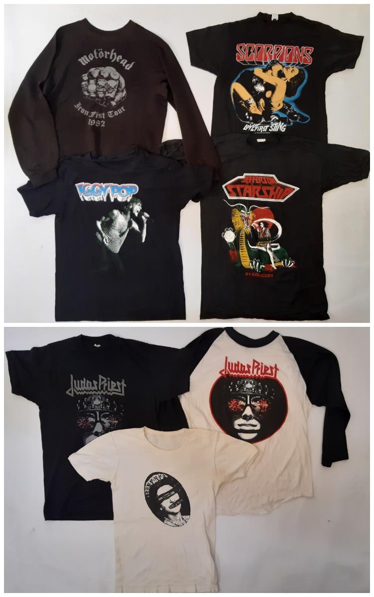 7 vintage garments featuring iconic bands including a tour sweatshirt for Motorhead 'Iron Fist' tour