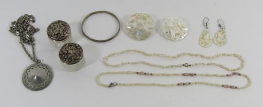 Collection of costume jewellery to include a Jorgen Jensen pewter pendant necklace, no.53, a Charles